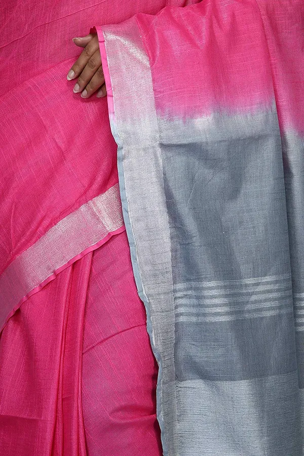 Pink_Grey_Linen_Slub_Saree_With_Unstiched_Running_Blouse_Piece_|_Linen_Saree_For_Women