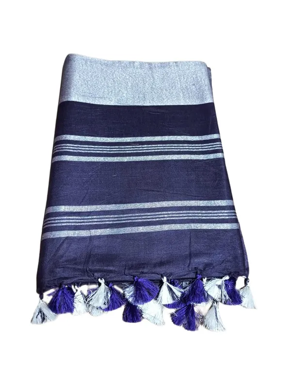 Purple_Linen_Slub_Saree_With_Plain_Zari_Border_Running_Blouse_Piece_For_Women