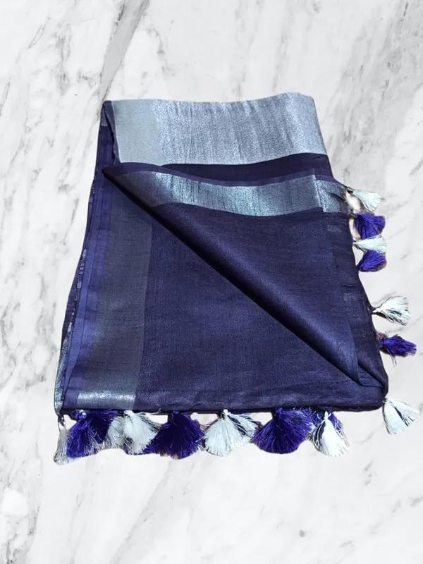 Purple_Linen_Slub_Saree_With_Plain_Zari_Border_Running_Blouse_Piece_For_Women