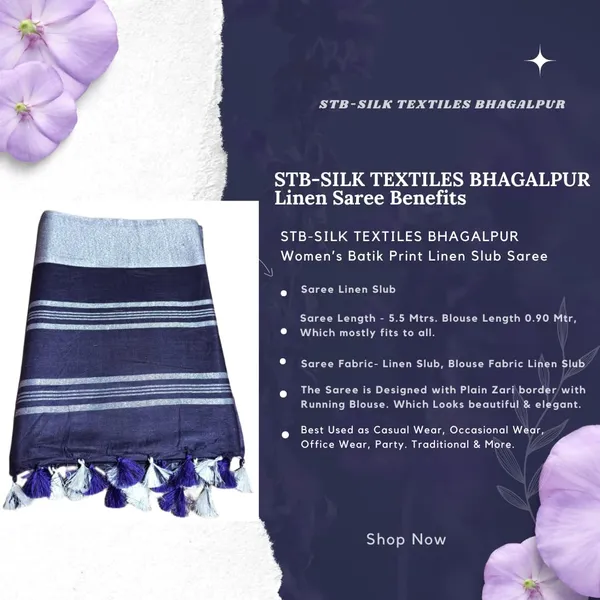 Purple_Linen_Slub_Saree_With_Plain_Zari_Border_Running_Blouse_Piece_For_Women