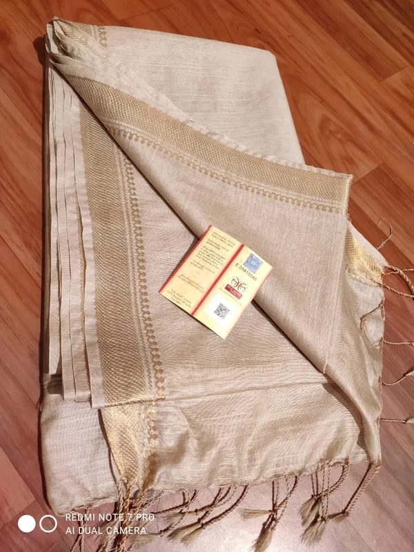 Cream_Exquisite_Semi_Tussar_Silk_Sarees_with_Blouse