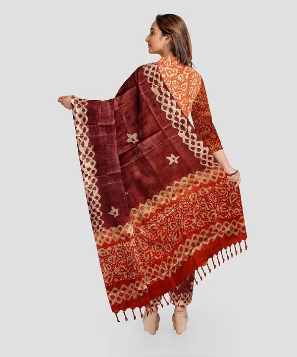 Orange_Bhagalpuri_Cotton_Silk_Batik_Print_Unstitched_Salwar_Suit_Dress_Material_With_For_Women