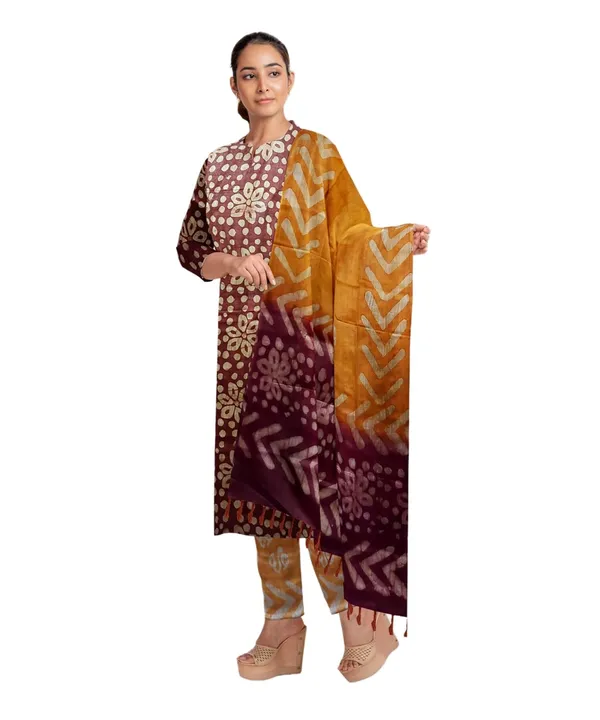 Brown_Bhagalpuri_Cotton_Silk_Batik_Print_Unstitched_Salwar_Suit_Dress_Material_With_Dupatta_|_Dress_Material_For_Women