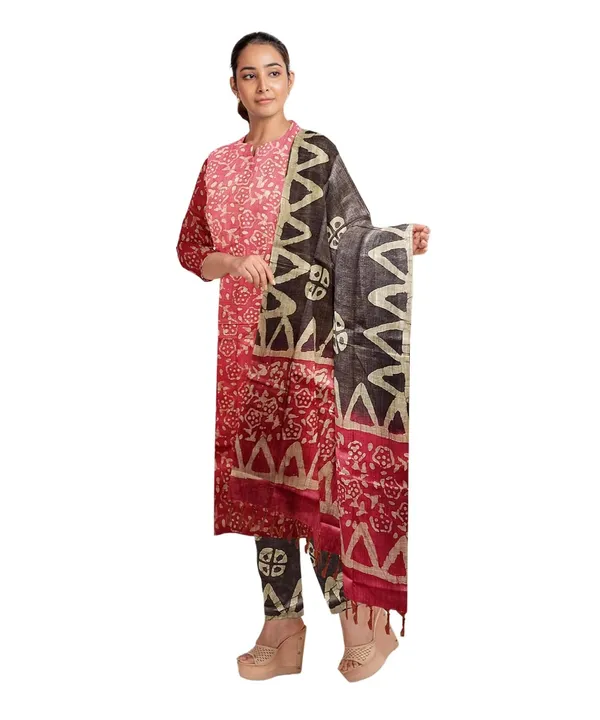 Pink_Bhagalpuri_Cotton_Silk_Batik_Print_Unstitched_Salwar_Suit_Dress_Material_With_For_Women