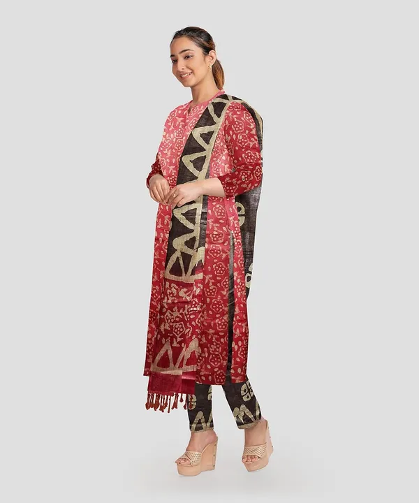 Pink_Bhagalpuri_Cotton_Silk_Batik_Print_Unstitched_Salwar_Suit_Dress_Material_With_For_Women