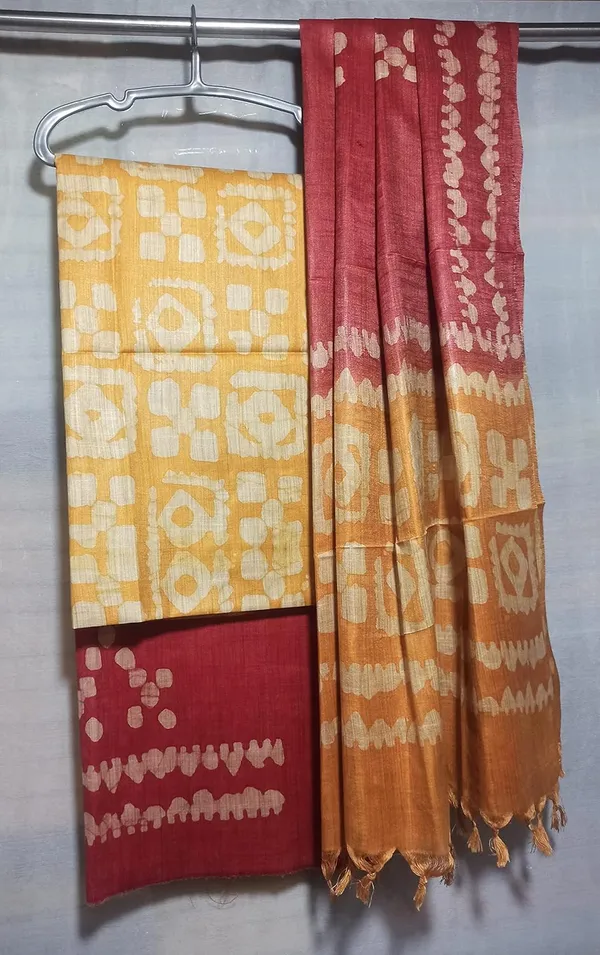 Yellow_&_Red_Bhagalpuri_Cotton_Silk_Batik_Print_Unstitched_Salwar_Suit_Dress_Material_With_Dupatta_For_Women