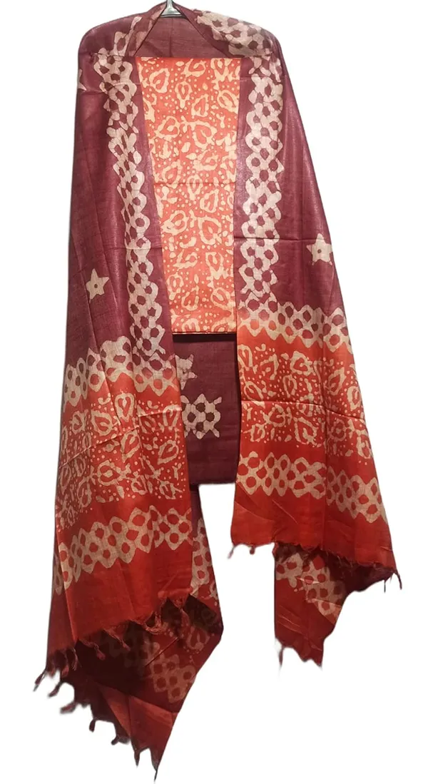 Orange_&_Coffee_Bhagalpuri_Cotton_Silk_Batik_Print_Unstitched_Salwar_Suit_Dress_Material_With_Dupatta_For_Women
