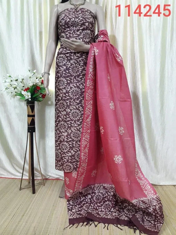 Maroon_Cotton_Silk_Batik_Print_Unstitched_Salwar_Suit_Dress_Material_With_Duputta_For_Women