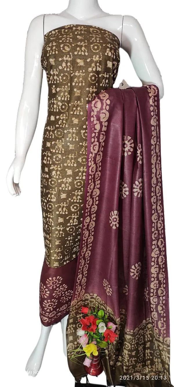 Mehendi_Cotton_Silk_Batik_Print_Unstitched_Salwar_Suit_Dress_Material_With_Duputta_For_Women