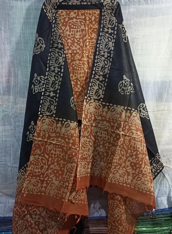 Rust_Cotton_Silk_Batik_Print_Unstitched_Salwar_Suit_Dress_Material_With_Duputta_For_Women