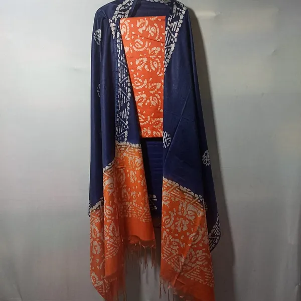 Orange_Cotton_Silk_Batik_Print_Unstitched_Salwar_Suit_Dress_Material_With_Duputta_For_Women