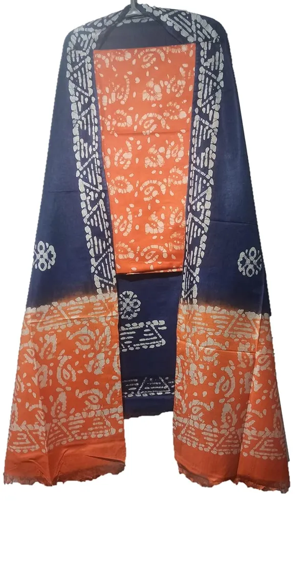 Orange_Cotton_Silk_Batik_Print_Unstitched_Salwar_Suit_Dress_Material_With_Duputta_For_Women