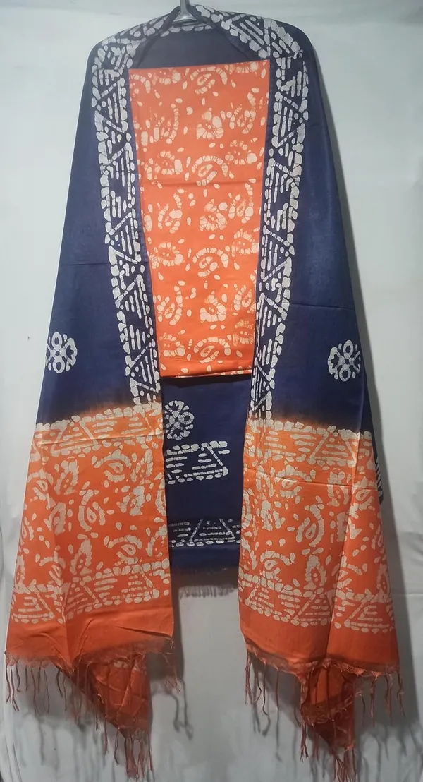 Orange_Cotton_Silk_Batik_Print_Unstitched_Salwar_Suit_Dress_Material_With_Duputta_For_Women