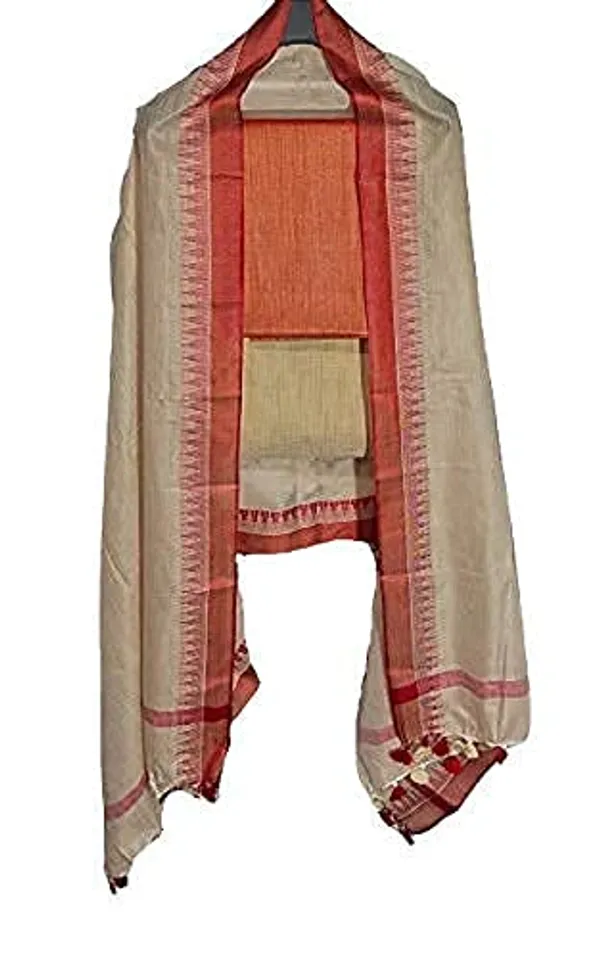 Orange_Cotton_Silk_Unstitched_Salwar_Suit_Dress_Material_With_Duputta_For_Women