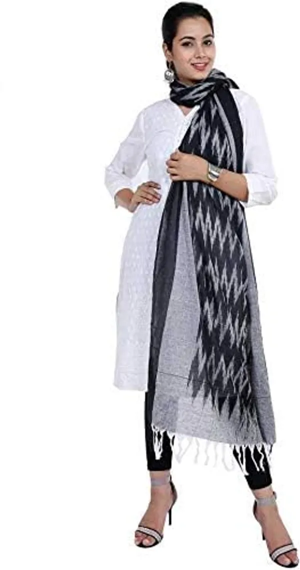 Black_Ikkat_Design_Pure_Cotton_Dupatta_Regular_Wear_For_Women