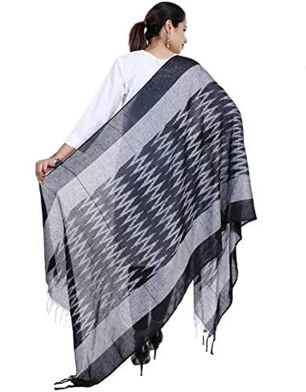 Black_Ikkat_Design_Pure_Cotton_Dupatta_Regular_Wear_For_Women