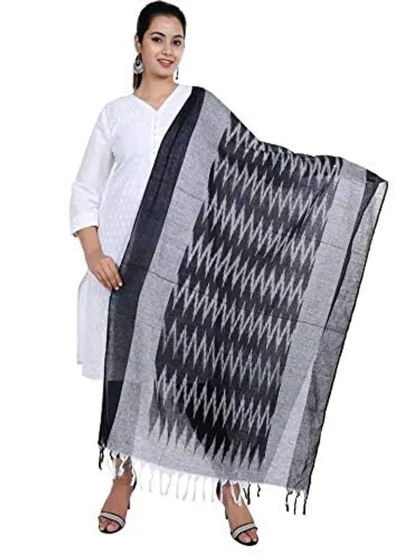 Black_Ikkat_Design_Pure_Cotton_Dupatta_Regular_Wear_For_Women