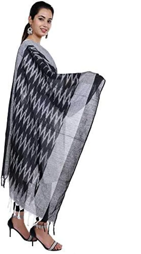 Black_Ikkat_Design_Pure_Cotton_Dupatta_Regular_Wear_For_Women
