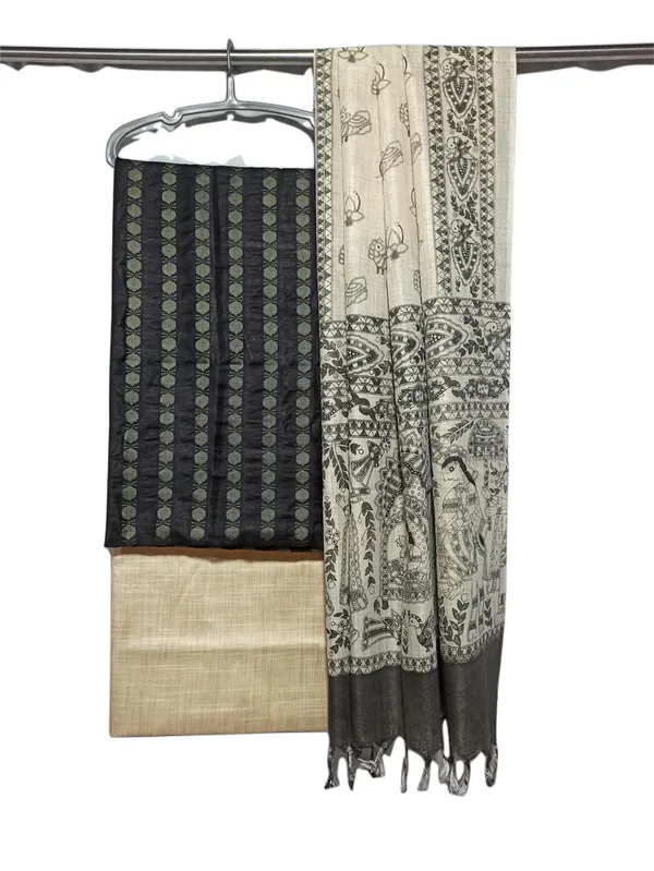 Black_Cotton_Silk_Handcrafted_Unstitched_Salwar_Suit_Dress_Material_With_Screen_Printed_Duputta_For_Women