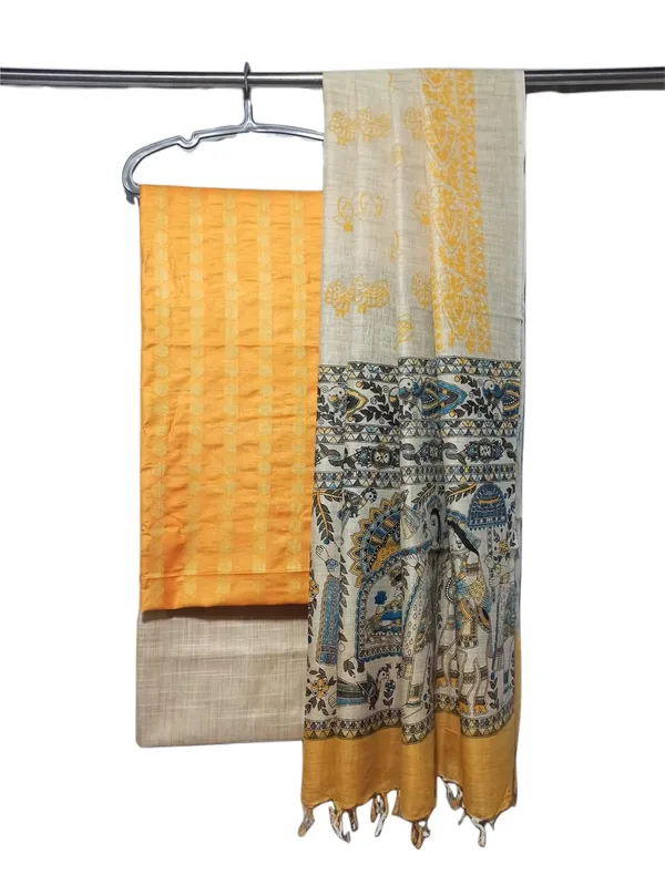 Golden_Cotton_Silk_Handcrafted_Unstitched_Salwar_Suit_Dress_Material_With_Screen_Printed_Duputta_For_Women