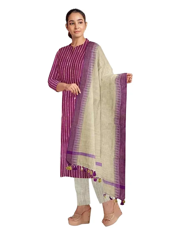 Megenta_Jute_Silk_Unstitched_Suit_Set_For_With_Dupatta_|_Jute_Silk_Salwar_Suit_Dress_Material_|_Top_-_2.5_M,_Bottom_-_2.50_M_&_Dupatta_-_2.5_M_For_Women
