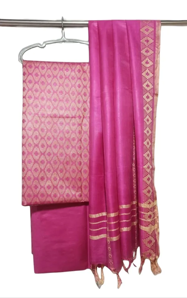 Pink_Cotton_Silk_Handloom_Weaving_Unstitched_Salwar_Suit_Dress_Material_With_Dupatta_For_Women