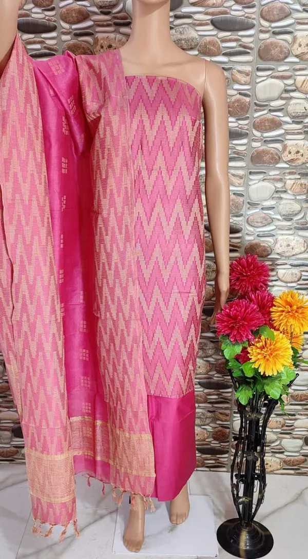 Pink_Cotton_Silk_Handloom_Weaving_Unstitched_Salwar_Suit_Dress_Material_With_Dupatta_For_Women