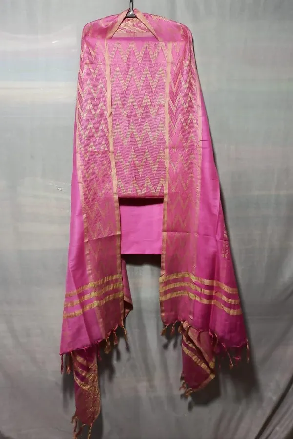 Pink_Cotton_Silk_Handloom_Weaving_Unstitched_Salwar_Suit_Dress_Material_With_Dupatta_For_Women