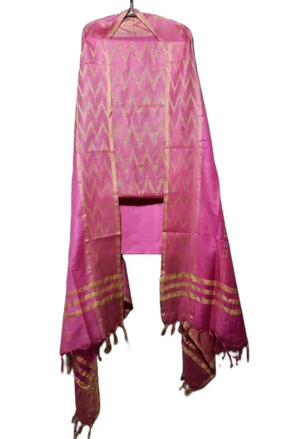 Pink_Cotton_Silk_Handloom_Weaving_Unstitched_Salwar_Suit_Dress_Material_With_Dupatta_For_Women