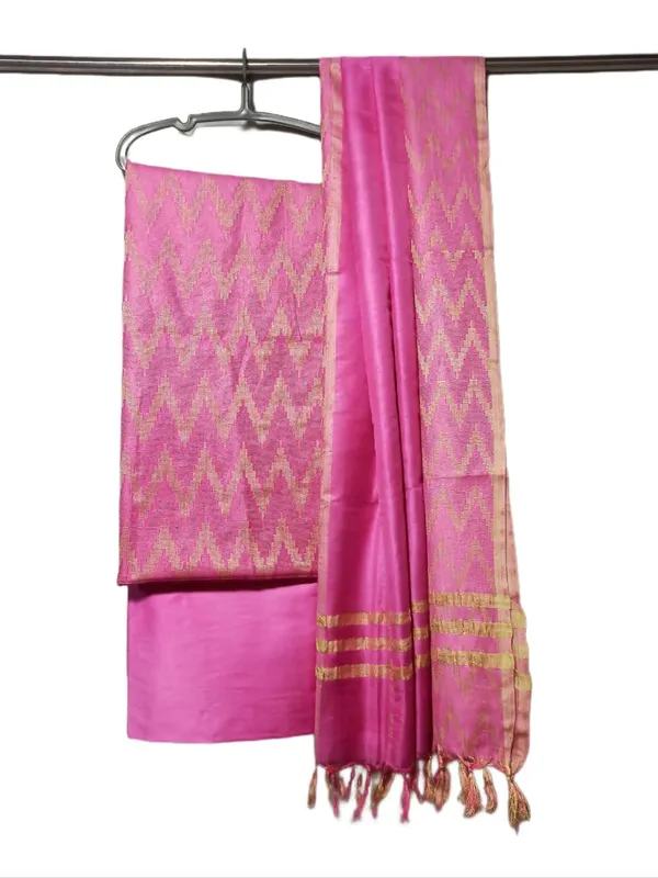 Pink_Cotton_Silk_Handloom_Weaving_Unstitched_Salwar_Suit_Dress_Material_With_Dupatta_For_Women