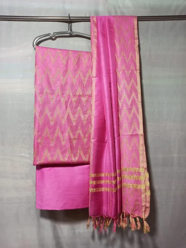 Pink_Cotton_Silk_Handloom_Weaving_Unstitched_Salwar_Suit_Dress_Material_With_Dupatta_For_Women