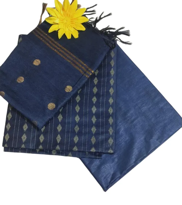 Blue_Cotton_Silk_Handloom_Weaving_Unstitched_Salwar_Suit_Dress_Material_With_Dupatta_For_Women