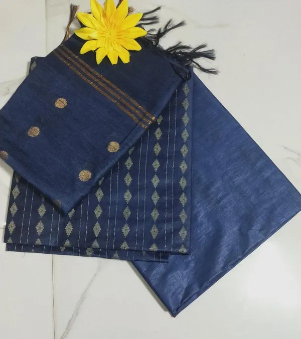 Blue_Cotton_Silk_Handloom_Weaving_Unstitched_Salwar_Suit_Dress_Material_With_Dupatta_For_Women
