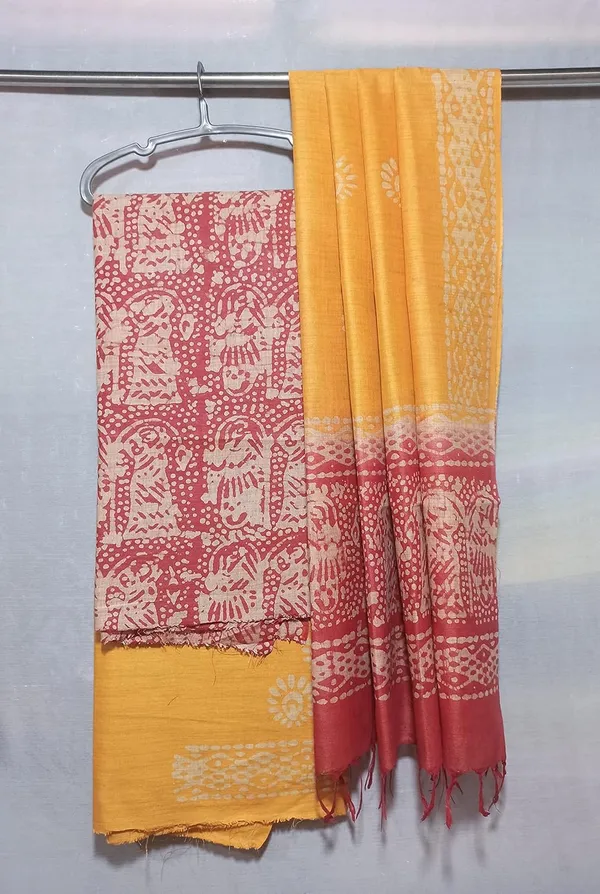 Red_&_Yellow_Bhagalpuri_Cotton_Silk_Batik_Print_Unstitched_Salwar_Suit_Dress_Material_With_Dupatta_For_Women