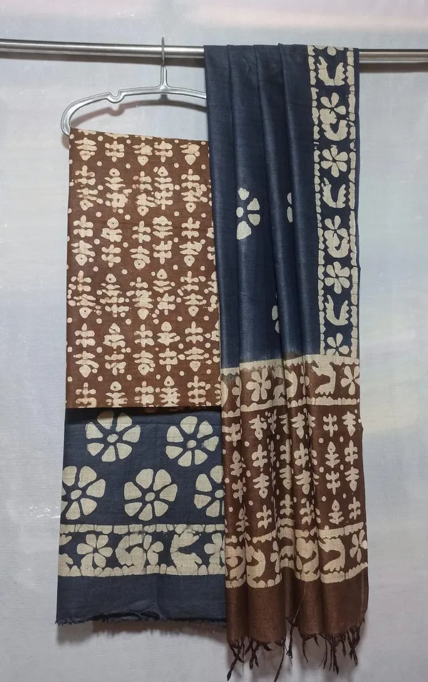 Brown_&_Blue_Bhagalpuri_Cotton_Silk_Batik_Print_Unstitched_Salwar_Suit_Dress_Material_With_Dupatta_For_Women