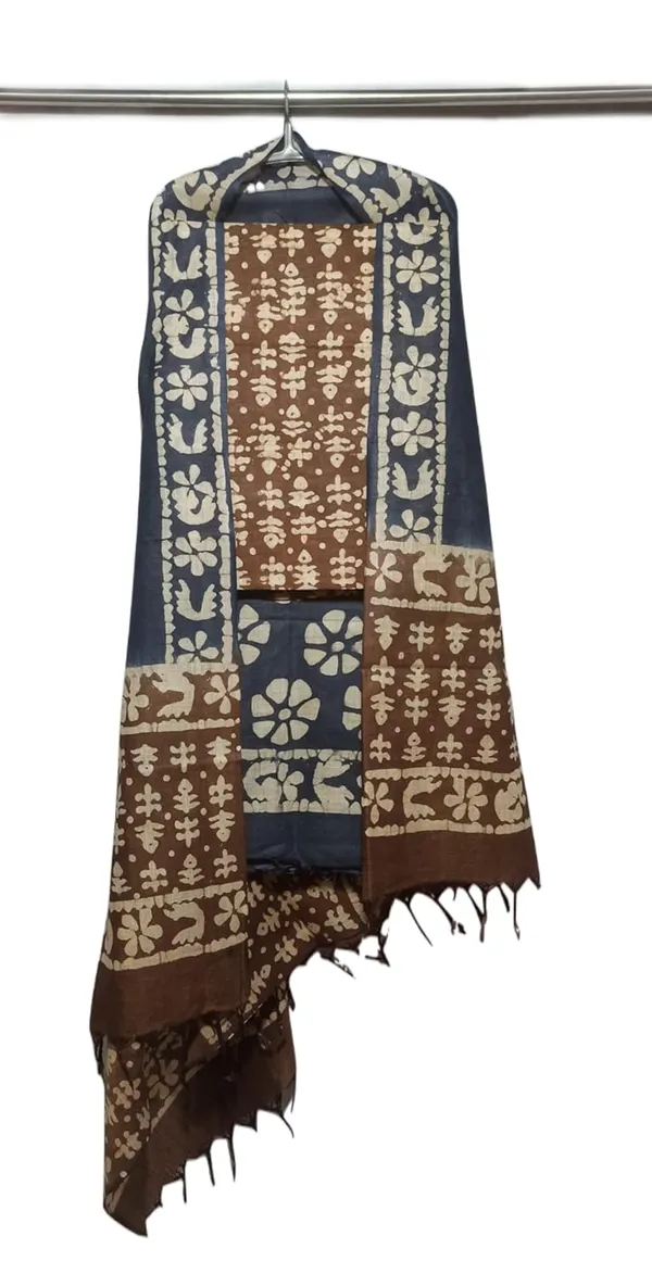 Brown_&_Blue_Bhagalpuri_Cotton_Silk_Batik_Print_Unstitched_Salwar_Suit_Dress_Material_With_Dupatta_For_Women