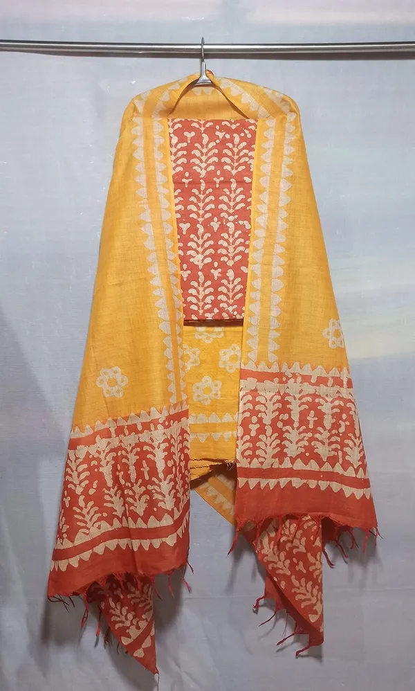 Orange_&_Yellow_Bhagalpuri_Cotton_Silk_Batik_Print_Unstitched_Salwar_Suit_Dress_Material_With_Dupatta_For_Women