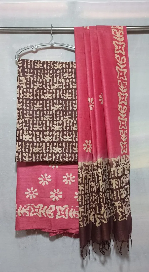 Coffee_Pink_Bhagalpuri_Cotton_Silk_Batik_Print_Unstitched_Salwar_Suit_Dress_Material_With_Dupatta_For_Women