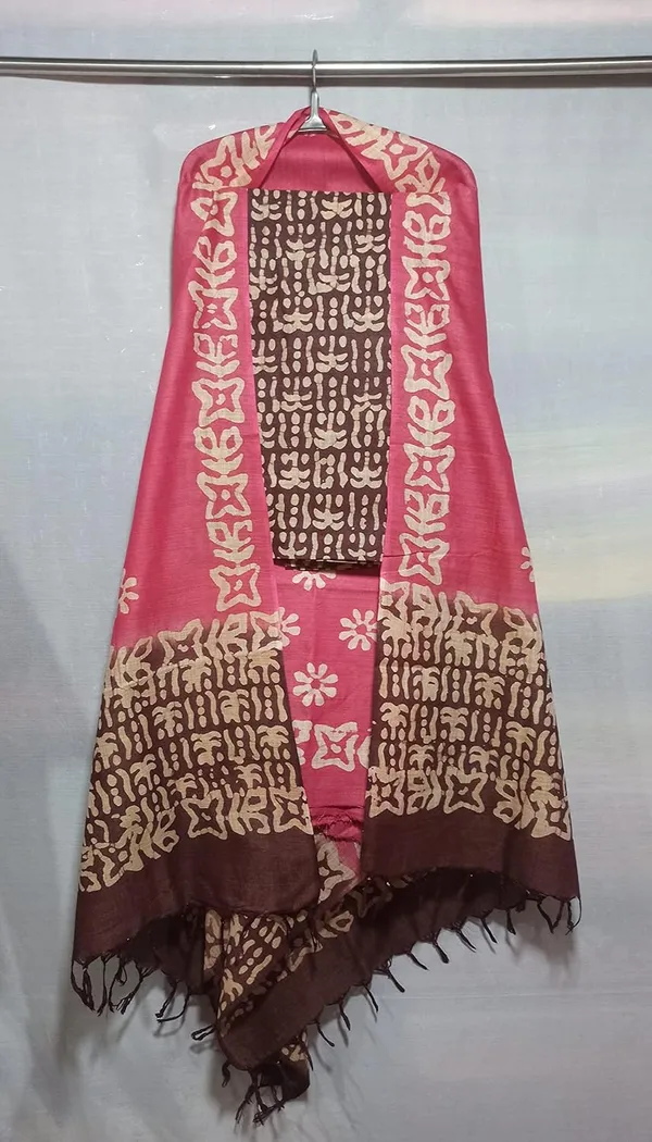 Coffee_Pink_Bhagalpuri_Cotton_Silk_Batik_Print_Unstitched_Salwar_Suit_Dress_Material_With_Dupatta_For_Women