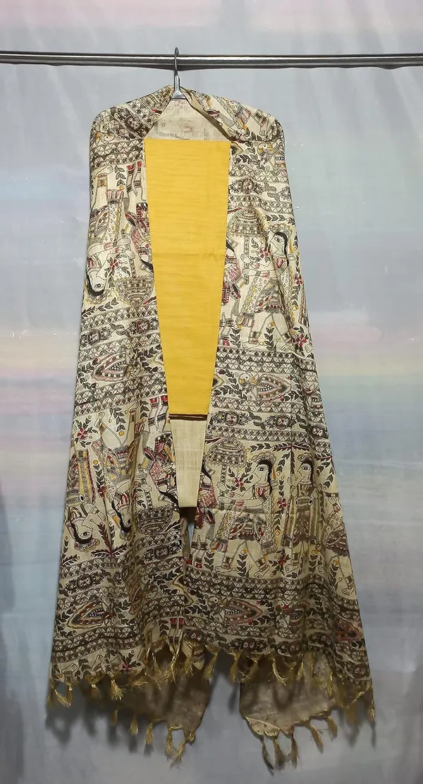 Yellow_Cotton_Silk_Handcrafted_Unstitched_Salwar_Suit_Dress_Material_With_Printed_Dupatta_For_Women