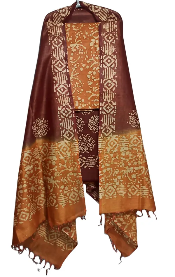 Rust_Cotton_Silk_Handcrafted_Batik_Print_Unstitched_Salwar_Suit_Dress_Material_With_Duputta_For_Women