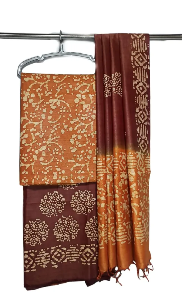 Rust_Cotton_Silk_Handcrafted_Batik_Print_Unstitched_Salwar_Suit_Dress_Material_With_Duputta_For_Women