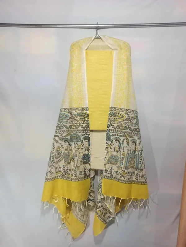 Yellow_Cotton_Silk_Handcrafted_Unstitched_Salwar_Suit_Dress_Material_With_Printed_Dupatta_For_Women