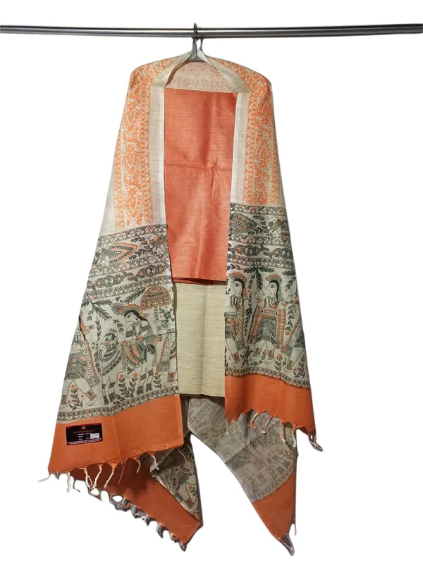 Orange_Cotton_Silk_Handcrafted_Unstitched_Salwar_Suit_Dress_Material_With_Printed_Dupatta_For_Women