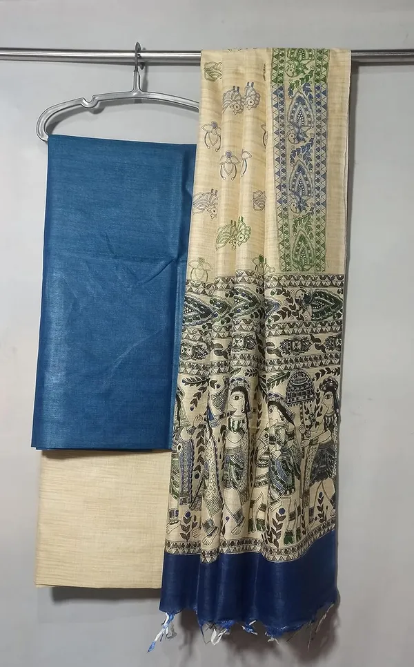 Blue_Cotton_Silk_Handcrafted_Unstitched_Salwar_Suit_Dress_Material_With_Printed_Dupatta_For_Women