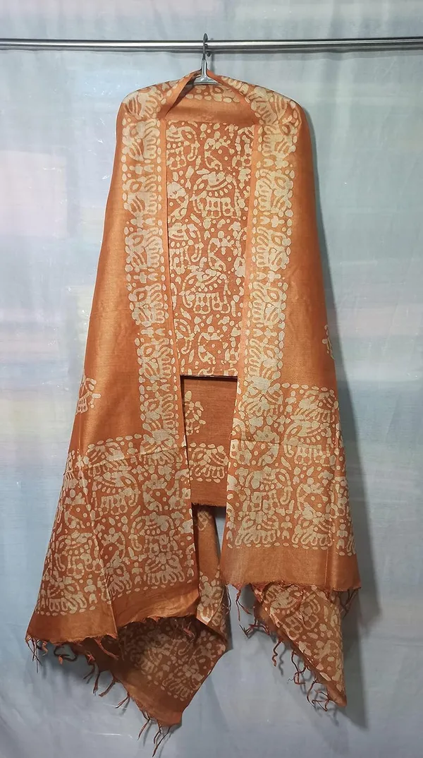 Rust_Cotton_Silk_Handcrafted_Batik_Print_Unstitched_Salwar_Suit_Dress_Material_With_Duputta_For_Women