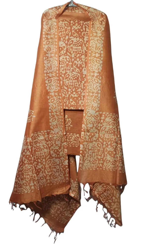 Rust_Cotton_Silk_Handcrafted_Batik_Print_Unstitched_Salwar_Suit_Dress_Material_With_Duputta_For_Women
