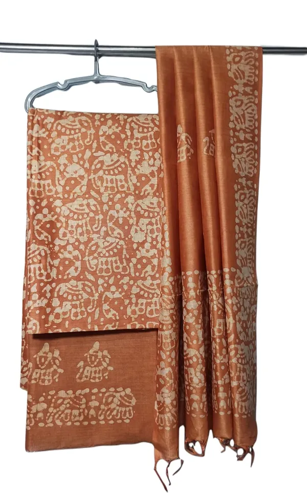 Rust_Cotton_Silk_Handcrafted_Batik_Print_Unstitched_Salwar_Suit_Dress_Material_With_Duputta_For_Women