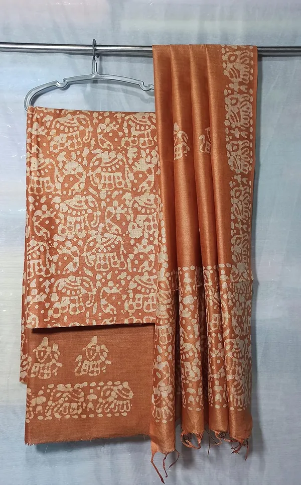 Rust_Cotton_Silk_Handcrafted_Batik_Print_Unstitched_Salwar_Suit_Dress_Material_With_Duputta_For_Women