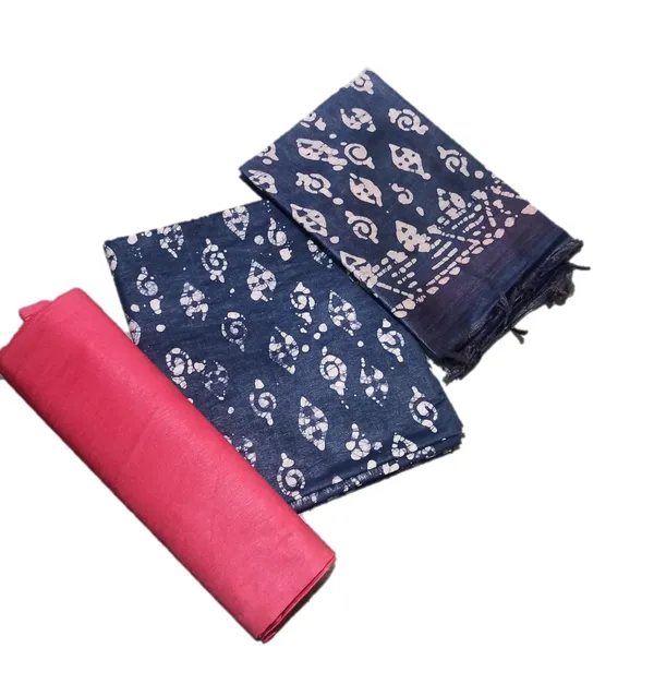 Blue_Katan_Silk_Batik_Print_Unstitched_Salwar_Suit_Dress_Material_With_Dupatta_For_Women